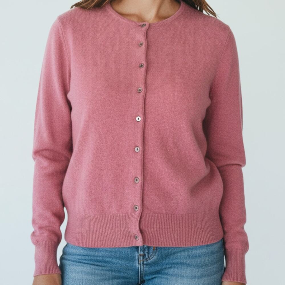 TWEEDS 100% Cashmere Dusty Rose Pink Cardigan XS/S Repair Project